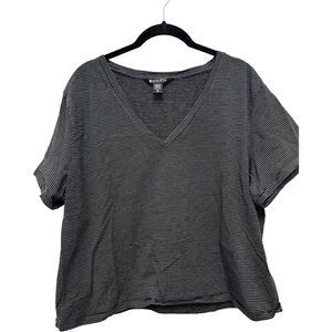 Athleta Black and White Striped Short Sleeve Top